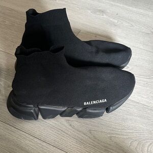 Balenciaga Men's Black Knit Sneakers